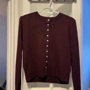 Zara Deep Burgundy Cardigan Sweater